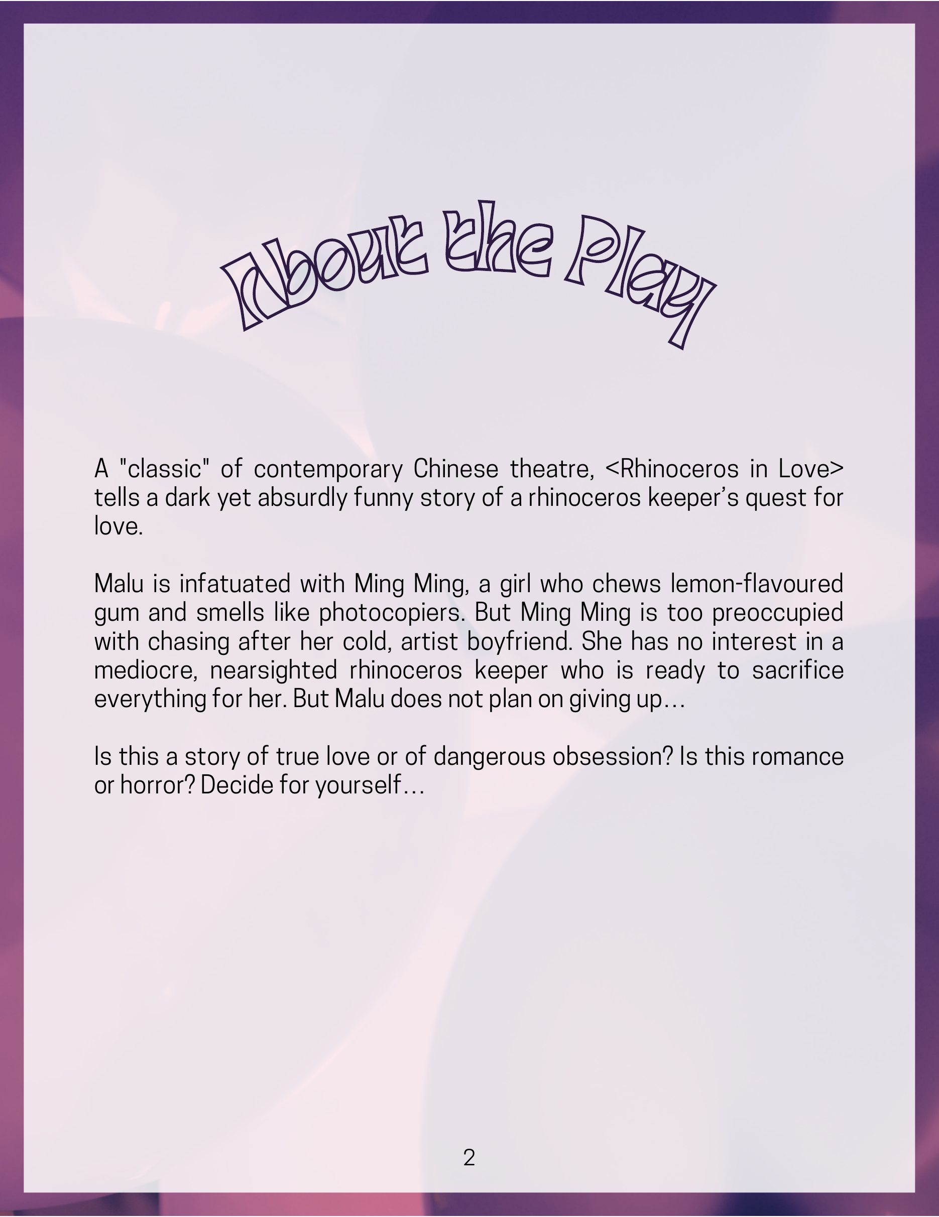 Rhinoceros in Love programme page 3