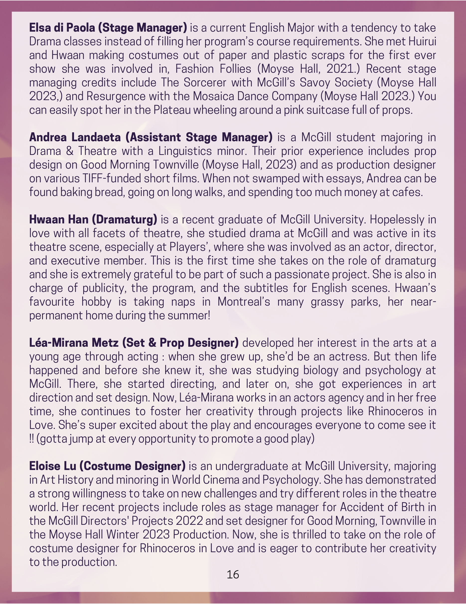 Rhinoceros in Love programme page 17